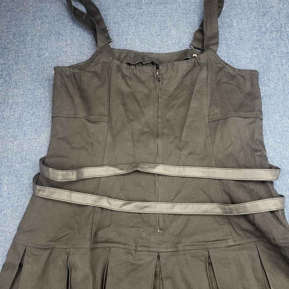 Tripp NYC Daang Goodman Black Gothic Pleated Mini Pinafore Dress Buckle Straps L - Picture 13 of 13